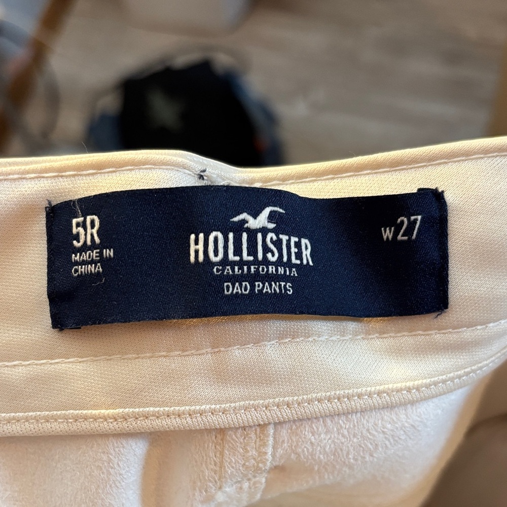 Hollister Cream Faux Leather Women's “Dad” Pants - Picture 3 of 7